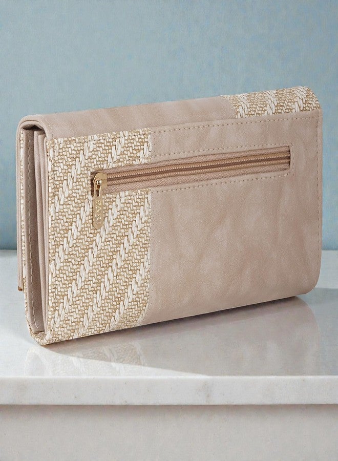DOSYSO Wallet for Women Girls Stylish Latest Floral Faux Leather with Phone Space Coin Compartment Mobile Storage 4 Card Slots Holder Cash Zip Pockets Hand Clutch for Daily Use Ladies Long Purse (Biege) - Image 4